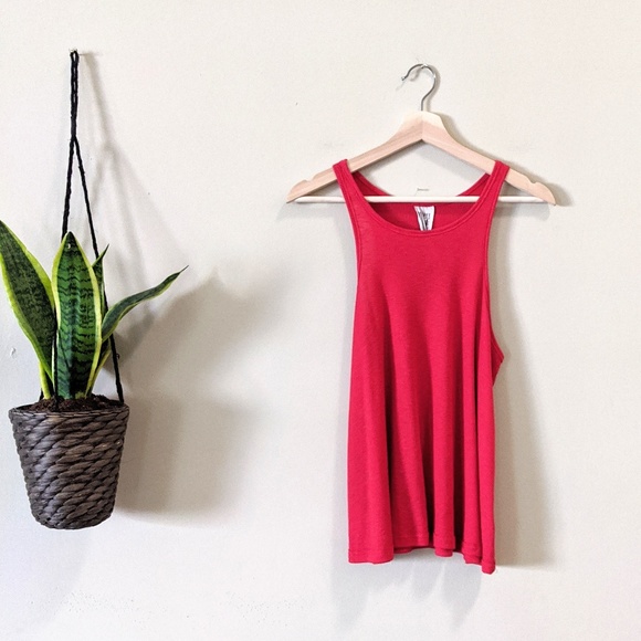 Free People Tops - Free People Red Long Beach Ribbed Racerback Tank